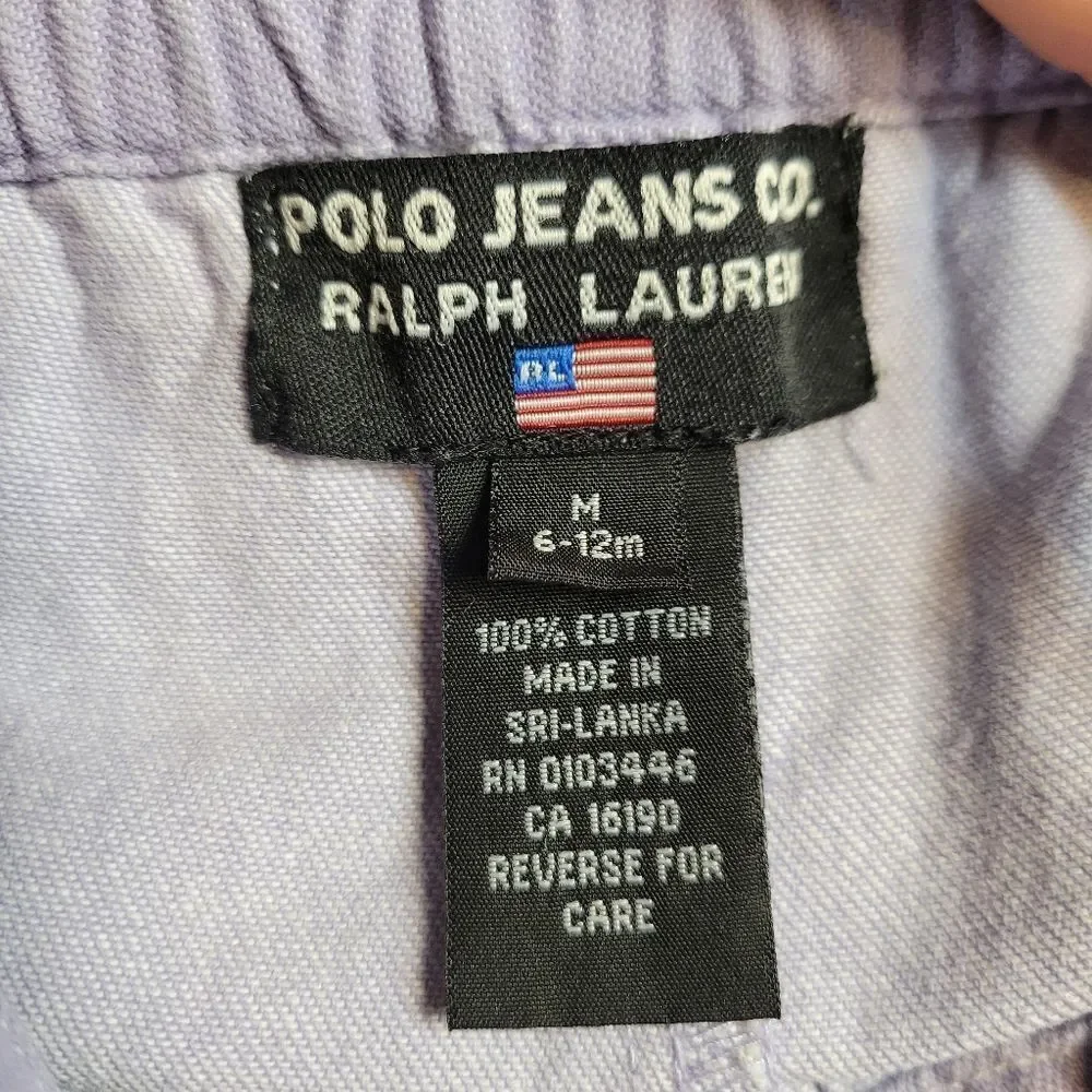 Ralph Lauren Vintage 90s Purple Lavender Girls Overalls Bubble Shorts